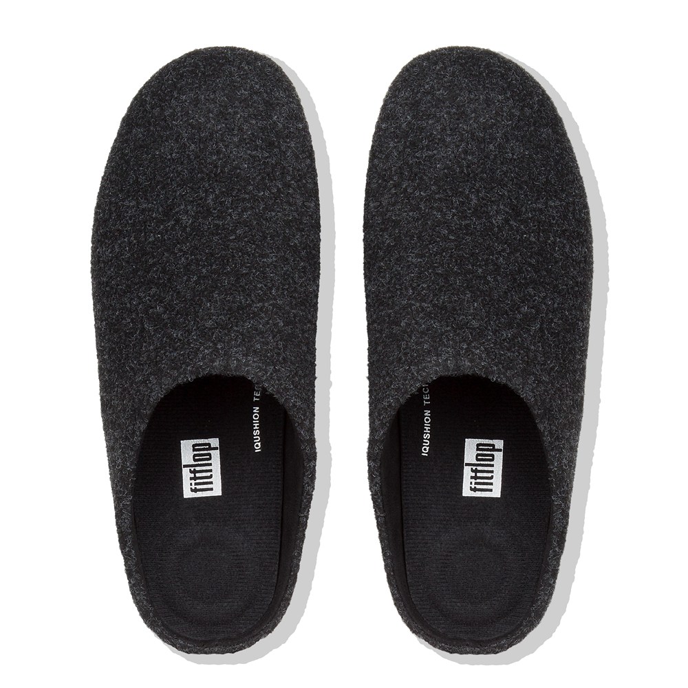 Fitflop Womens Slippers Black - Chrissie Felt - OS0294675